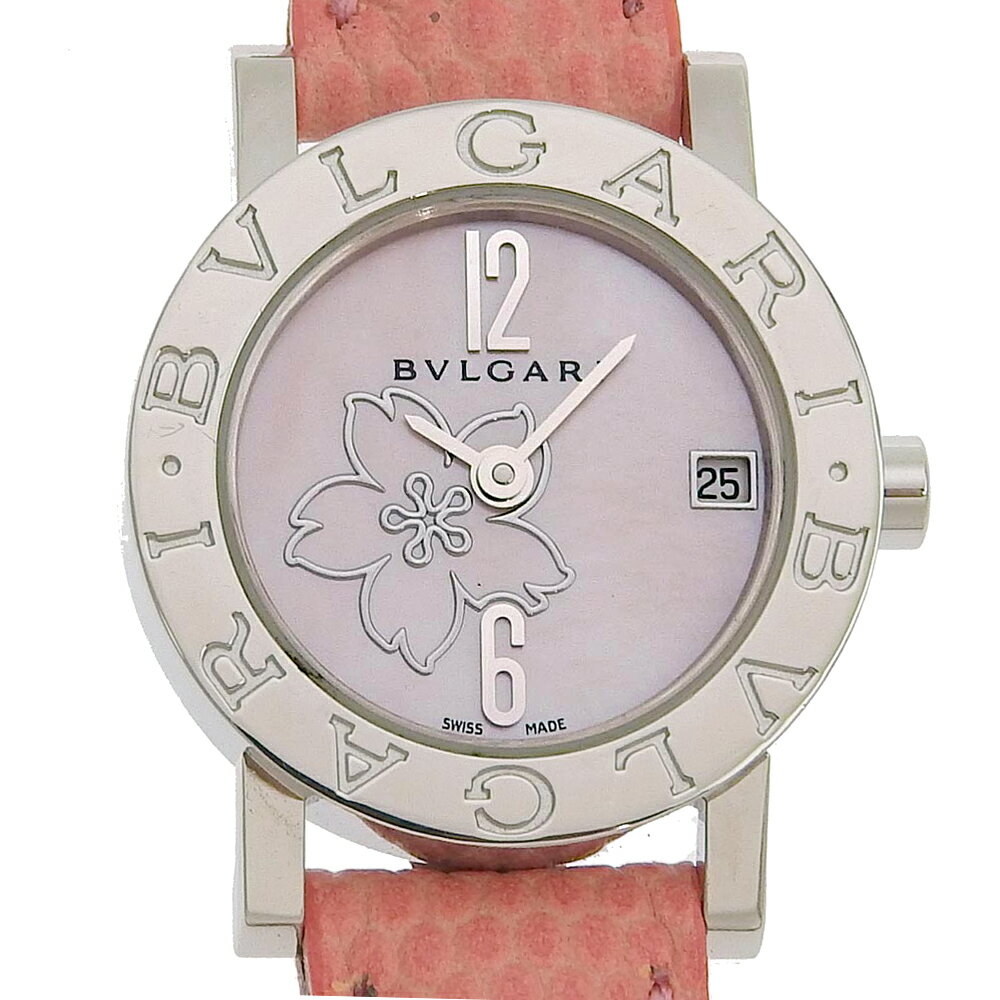 【スーパーセール10％OFF対象】ブルガリ BVLGARI ブルガリブルガリ 腕時計 BB23SL ステンレススチール×レザー スイス製 ピンク クオーツ アナログ表示 ピンクシェル文字盤 Bulgari Bulgari レディース【中古】A-ランク