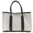 エルメス HERMES ガーデンパーティ36 PM トートバッグ トワルアッシュ マロン フランス製 2004年 ベージュ/茶 □H 肩掛け 手提げ A4 スナ...
