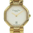 クリスチャンディオール Dior 腕時計 48.153 金メッキ スイス製 ゴールド クオーツ アナログ表示 白文字盤 レディース【中古】
