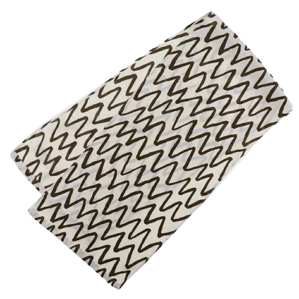 【スーパーセール10％OFF対象】ランバン LANVIN スカーフ 茶/白 レディース【中古】