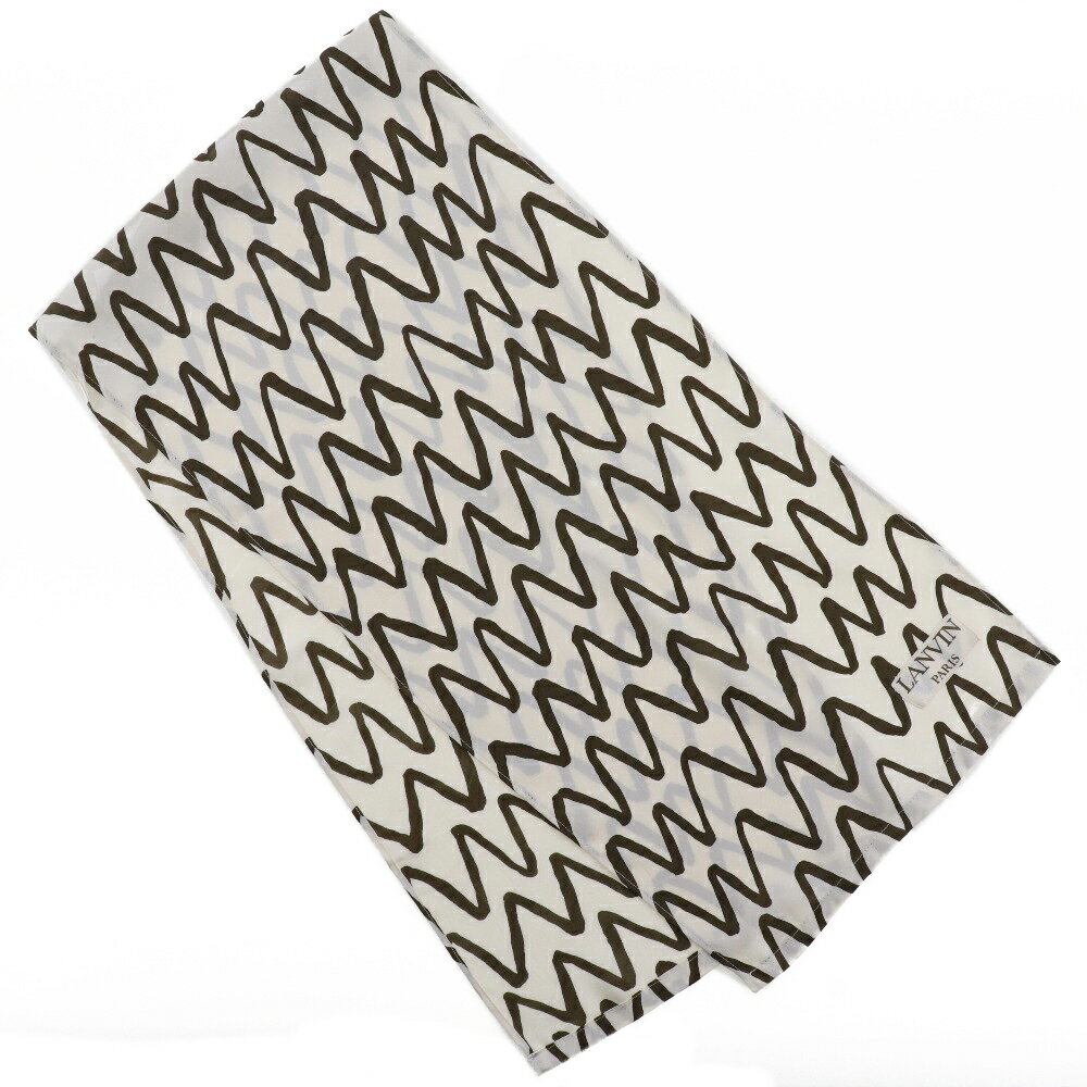 【スーパーセール40%OFF対象】ランバン LANVIN スカーフ 茶/白 レディース【中古】