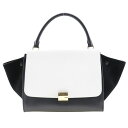 セリーヌ CELINE トラペーズ ハンドバッグ ミディアム 1695430TA カーフ×スウェード イタリア製 黒/白 肩掛け 手提げ 2way A5 フラップ Trapeze レディース【中古】(4)