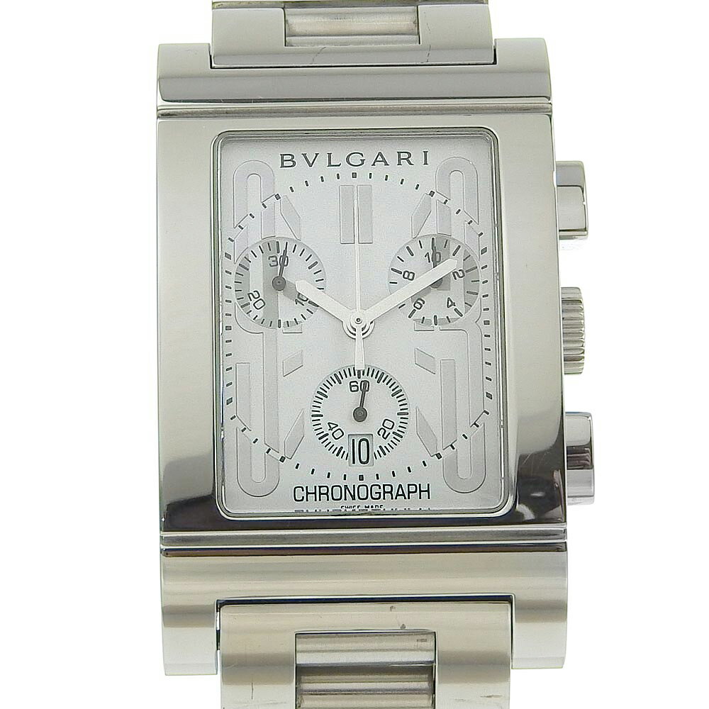 ブルガリ BVLGARI レッタンゴロ 腕時計 RTC49S ステンレススチール クオーツ クロノグラフ 白文字盤 Rettangoro メンズ【中古】