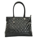 シャネル CHANEL マトラッセ トートバッグ カンボン パテントレザー イタリア製 2013年 黒 肩掛け 手提げ ファスナー Matelasse レディー...