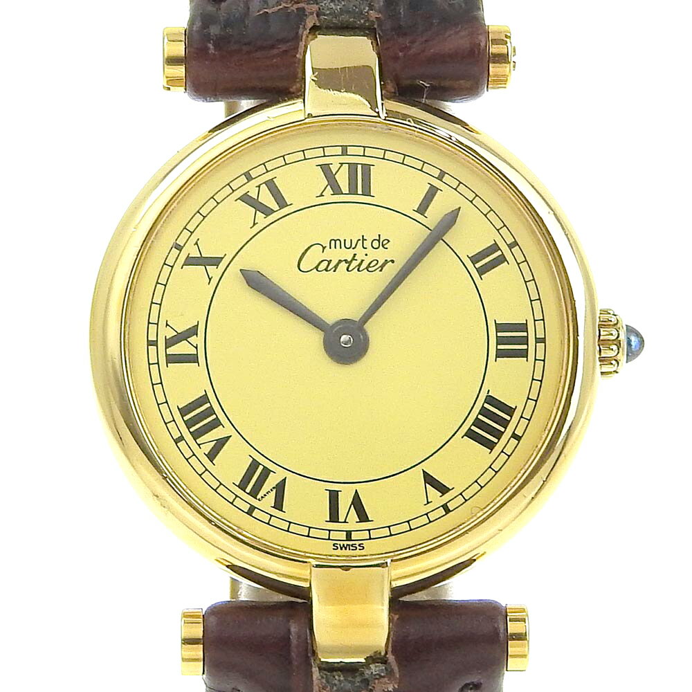 【スーパーセール10％OFF対象】カルティエ CARTIER マストヴァンドーム 腕時計 ヴェルメイユ シルバー925×クロコダイル スイス製 ゴールド クオーツ アナログ表示 クリーム文字盤 Must Vendome レディース【中古】のサムネイル