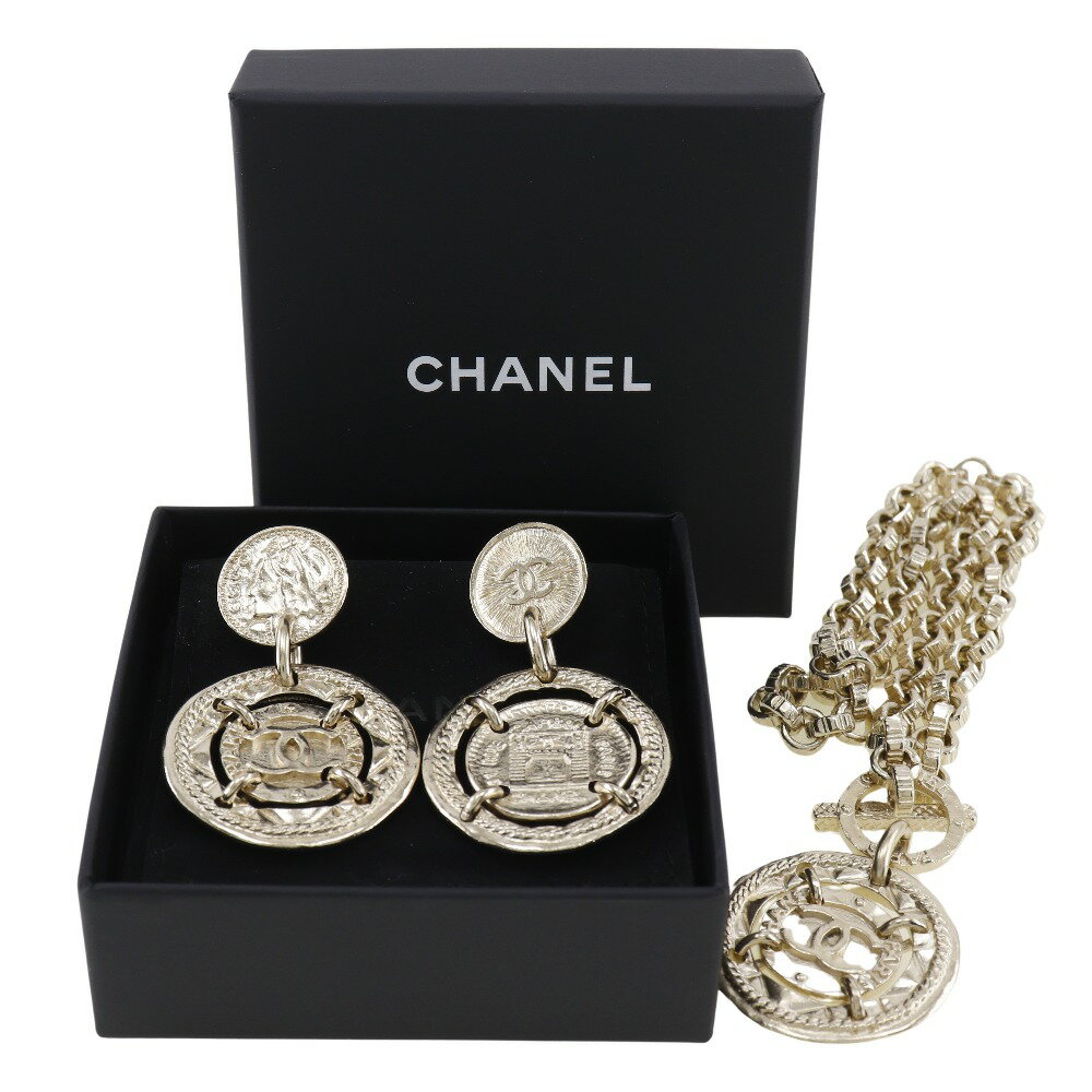 【スーパーセール10％OFF対象】シャネル CHANEL イヤリング 2点セット ネックレス 金メッキ 2016年 16B 約85.0g Earring 2-piece set レディース【中古】Aランク