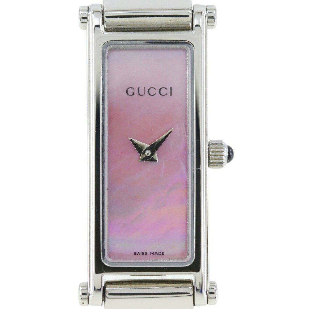 グッチ GUCCI 腕時計 1500L ステンレススチール スイス製 クオーツ アナログ表示 ピンク文字盤 レディース【中古】