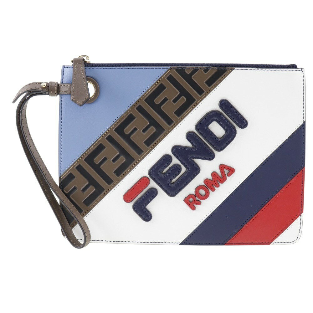 フェンディ FENDI フェンディマニア クラッチバッグ FILAコラボ 8BS020 レザー イタリア製 手提げ ファスナー Fendi Mania ユニセックス【中古】A+ランク