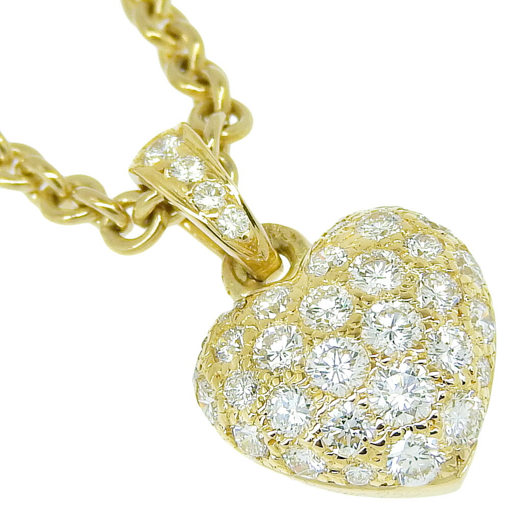 カルティエ CARTIER ハート パヴェダイヤ ネックレス K18イエローゴールド×ダイヤモンド 約10.3g Heart pave diamond レディース【中古】A+ランク