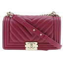 シャネル CHANEL ボーイシャネル ショルダーバッグ ラムスキン イタリア製 2016年 斜め掛け 肩掛け 2way A5 フラップ Boy chanel ...