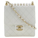 シャネル CHANEL マトラッセ ショルダーバッグ AS0584 ラムスキン イタリア製 2020年 白 斜め掛け ターンロック Matelasse レディー...