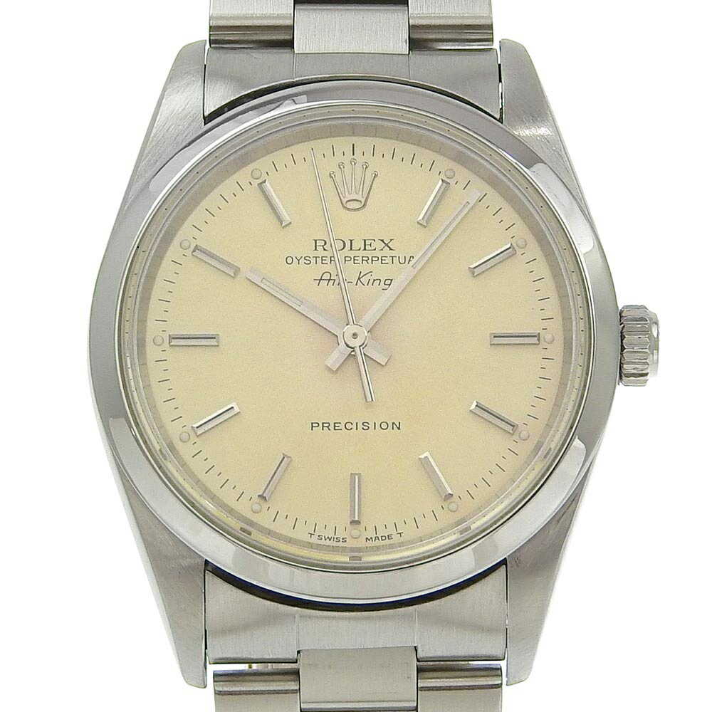 【スーパーセール10％OFF対象】ロレックス ROLEX エアキング 腕時計 cal.3000 14000 ステンレススチール スイス製 自動巻き シャンパンゴールド文字盤 Air king メンズ【中古】A-ランク