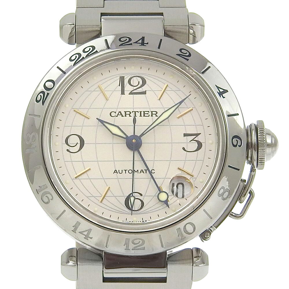 カルティエ CARTIER パシャ 腕時計 メリディアン GMT W31078M7 ステンレススチー ...