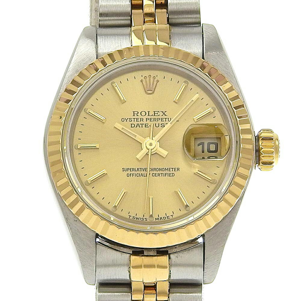 ロレックス ROLEX デイトジャスト 腕時計 79173 ゴールド＆スチール スイス製 1998～1999年 自動巻き ゴールド文字盤 Datejust レディース【中古】A+ランク