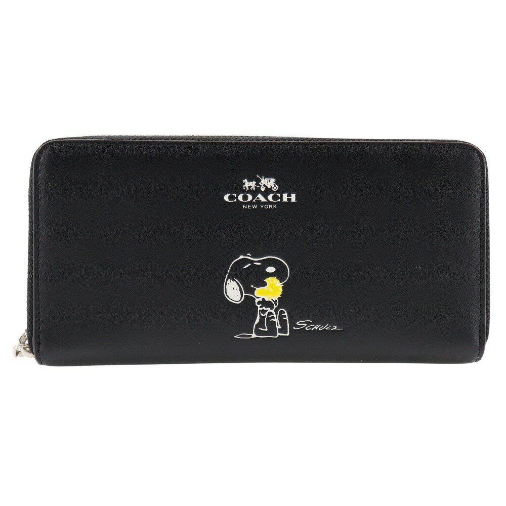 コーチ COACH ラウンドファスナー 長財布 スヌーピー レザー ファスナー Zip Around レディース【中古】A-ランク