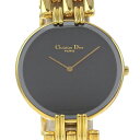 クリスチャンディオール Dior バギラ 腕時計 47154-3 金メッキ スイス製 ゴールド クオーツ アナログ表示 黒文字盤 Bagira ボーイズ【中古】