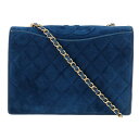 シャネル CHANEL チェーンショルダー ショルダーバッグ スウェード イタリア製 ディープブルー 肩掛け A5 マグネットタイプ ChainShoulder...