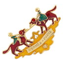 【スーパーセール10%OFF対象】エルメス HERMES 犬と少女 ブローチ 七宝焼き 金メッキ ワインレッド 約18g dog and girl レディース【中古】A-ランク(4)