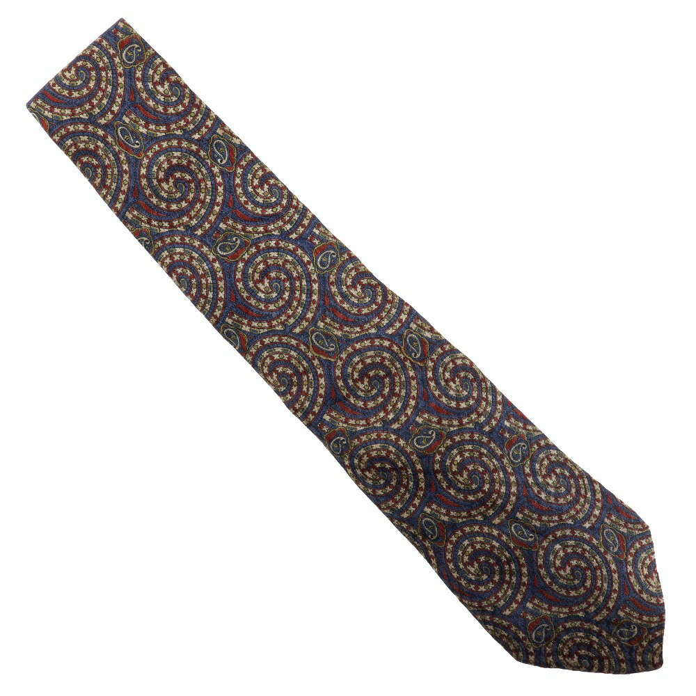 【スーパーセール10%OFF対象】ダンヒル Dunhill シルク100% ネクタイ ペーズリー柄 シルク ブルー 100% silk メンズ【中古】Aランク
