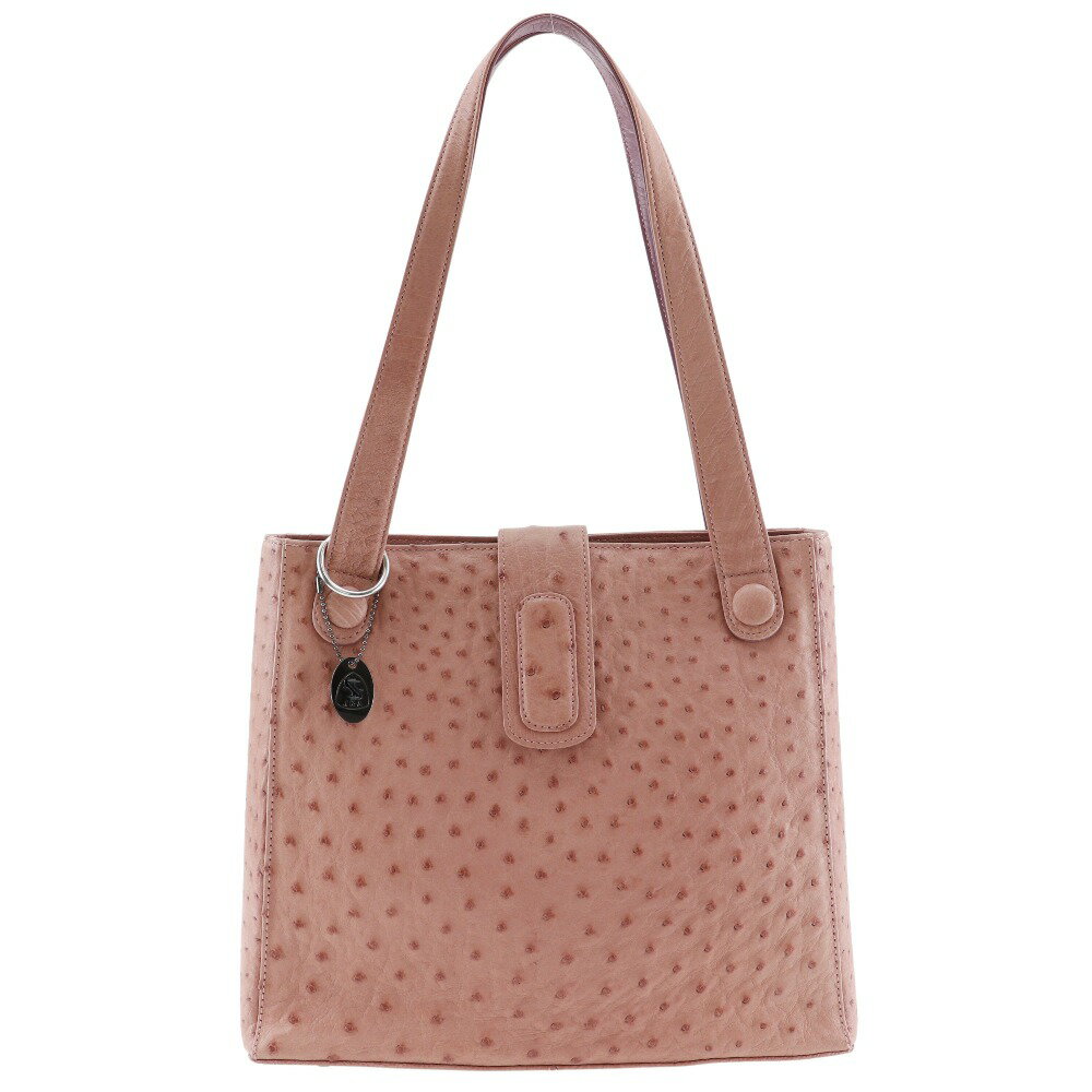 【スーパーセール10%OFF対象】トートバッグ オーストリッチ 日本製 ピンク 肩掛け A4 マグネットタイプ レディース【中古】