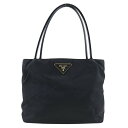 プラダ PRADA トートバッグ ナイロン×エナメル イタリア製 黒 肩掛け A5 オープン レディース【中古】