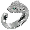 カルティエ CARTIER パンテール 18号 リング・指輪 K18ホワイトゴールド×ダイヤモンド×エメラルド 約15.94g PANTHERE レディース【中...
