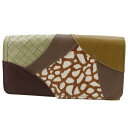 エンディミオン・スプリング Endymion Spring 本革パッチワーク 長財布 グリーン系 スナップボタン Genuine leather patchwork レディース【中古】A+ランク(4)