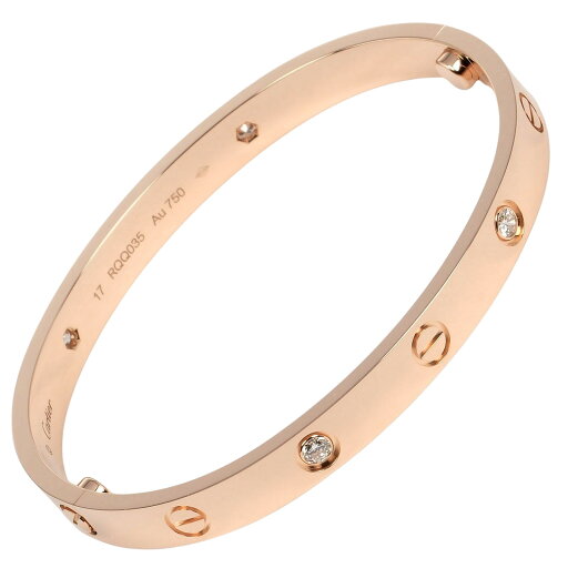 カルティエ CARTIER ラブ ブレスレット #17 K18PG ピンクゴールド 4Pダイヤモンド 約32.81g【中古】Aランク カルティエ CARTIER ラブ ブレスレット #17 K18PG ピンクゴールド 4Pダイヤモンド 約32.81g【中古】Aランク