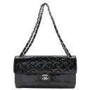 シャネル CHANEL チェーンショルダー ショルダーバッグ マトラッセ ダブルフラップ パテントレザー フランス製 黒 肩掛け 手提げ ターンロック Chai...