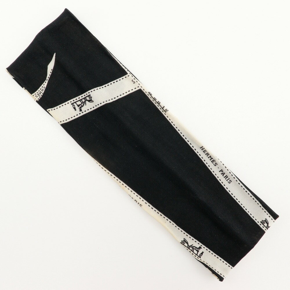 エルメス HERMES ヘアバンド その他ファッション雑貨 ボルデュックリボン シルク フランス製 黒 hair band レディース【中古】