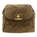 シャネル CHANEL マトラッセ リュック・デイパック ココマーク スウェード×金メッキ イタリア製 茶 肩掛け A5 ターンロック Matelasse レデ...
