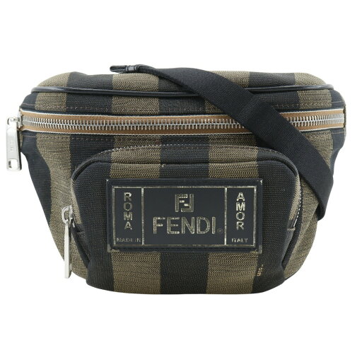 フェンディ FENDI ペカンストライプ ウエストバッグ ボディバッグ 7VA446 ナイロンキャンバス イタリア製 茶 ファスナー Pecan Stripe ユニセックス【中古】 フェンディ FENDI ペカンストライプ ウエストバッグ ボディバッグ 7VA446 ナイロンキャンバス イタリア製 茶 ファスナー Pecan Stripe ユニセックス【中古】