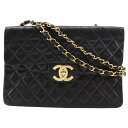 シャネル CHANEL チェーンショルダー ショルダーバッグ デカマトラッセ ダブルチェーン ラムスキン フランス製 黒 斜め掛け 肩掛け ターンロック Cha...