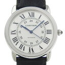 カルティエ CARTIER ロンドソロ 腕時計 WSRN0021 ステンレススチール×型押しレザー スイス製 自動巻き シルバー文字盤 Ronde Solo メンズ【中古】A-ランク(2)