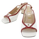 【全商品ポイント5倍】グッチ GUCCI リボン サンダル GG 601553 レザー イタリア製 白/赤 ribbon レディース【中古】