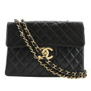 シャネル CHANEL チェーンショルダー ショルダーバッグ デカ マトラッセ 30 ダブルチェーン A04412 ラムスキン フランス製 1999年 黒 斜め...
