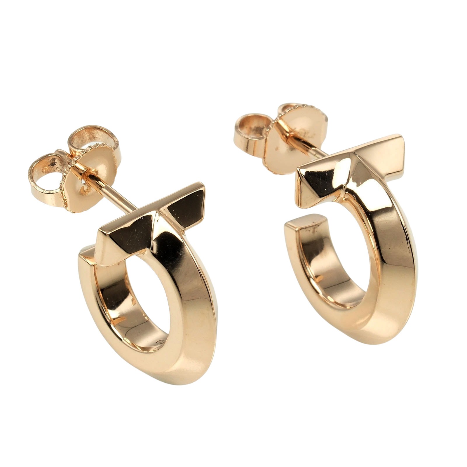 ティファニー TIFFANY&Co. Tワン フープ ピアス K18PG ピンクゴールド 約7.8g【中古】Aランクのサムネイル