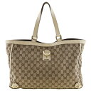 グッチ GUCCI アビー トートバッグ 141472 GGキャンバス イタリア製 茶 肩掛け 手提げ A4 マグネットタイプ Abbey レディース【中古】