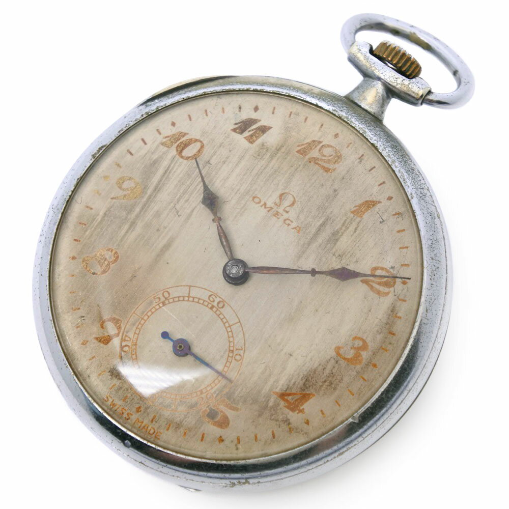 オメガ OMEGA ※ジャンク 懐中時計 ステンレススチール 手巻き スモールセコンド ゴールド文字盤 ※As-Is Item ユニセックス【中古】