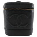 シャネル CHANEL バニティ ポーチ ココマーク ハンドバッグ A01998 キャビアスキン フランス製 黒 ファスナー Vanity レディース【中古】A...