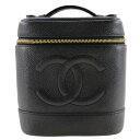 シャネル CHANEL バニティ ポーチ ハンドバッグ A01998 キャビアスキン フランス製 黒 ファスナー Vanity レディース【中古】Aランク