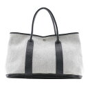 エルメス HERMES ガーデンパーティPM トートバッグ トワルアッシュ×ブッフル フランス製 2004年 グレー/黒 □H 肩掛け 手提げ A4 スナップボ...