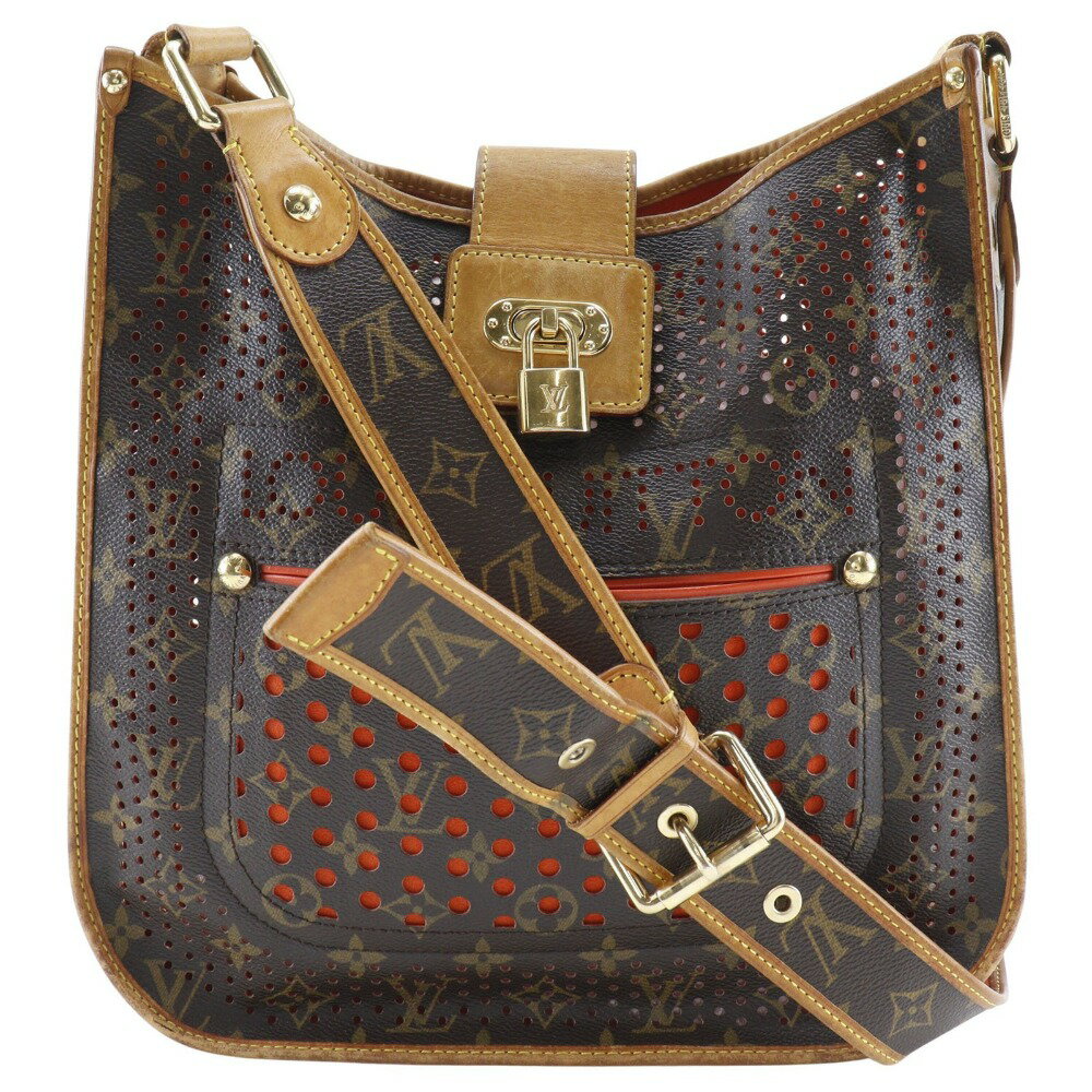 ルイ・ヴィトン LOUIS VUITTON ミュゼット ショルダーバッグ M95174×モノグラムペルフォ フランス製 2006年 茶/オレンジ TH0046 斜め掛け A5 ベルト金具 Muset レディース【中古】