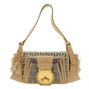 フェンディ FENDI ズッキーノ ショルダーバッグ ワンショルダー 8BR422 キャンバス イタリア製 ベージュ 肩掛け パチン錠 Zucchino レディース【中古】
