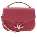 シャネル CHANEL ココマーク トップハンドル ハンドバッグ 2WAYショルダー A93659 キャビアスキン イタリア製 2018年 ピンク 斜め掛け 手提げ 2way フラップ COCO Mark top handle レディース【中古】