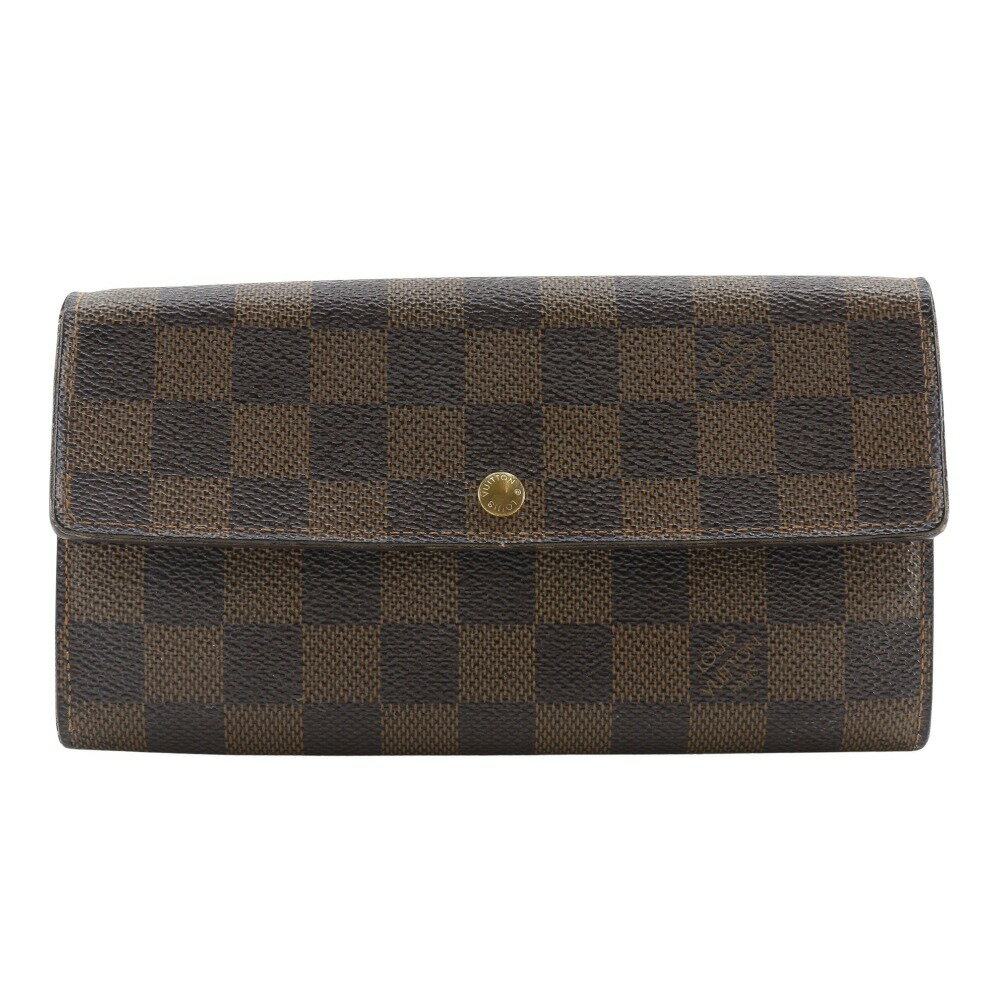 ルイ・ヴィトン LOUIS VUITTON ポシェット・ポルトモネ・クレディ 長財布 N61724 ダミエキャンバス スペイン製 2005年 茶 CA0015 スナップボタン Pochette Porto Monnet Credit ユニセックス【中古】