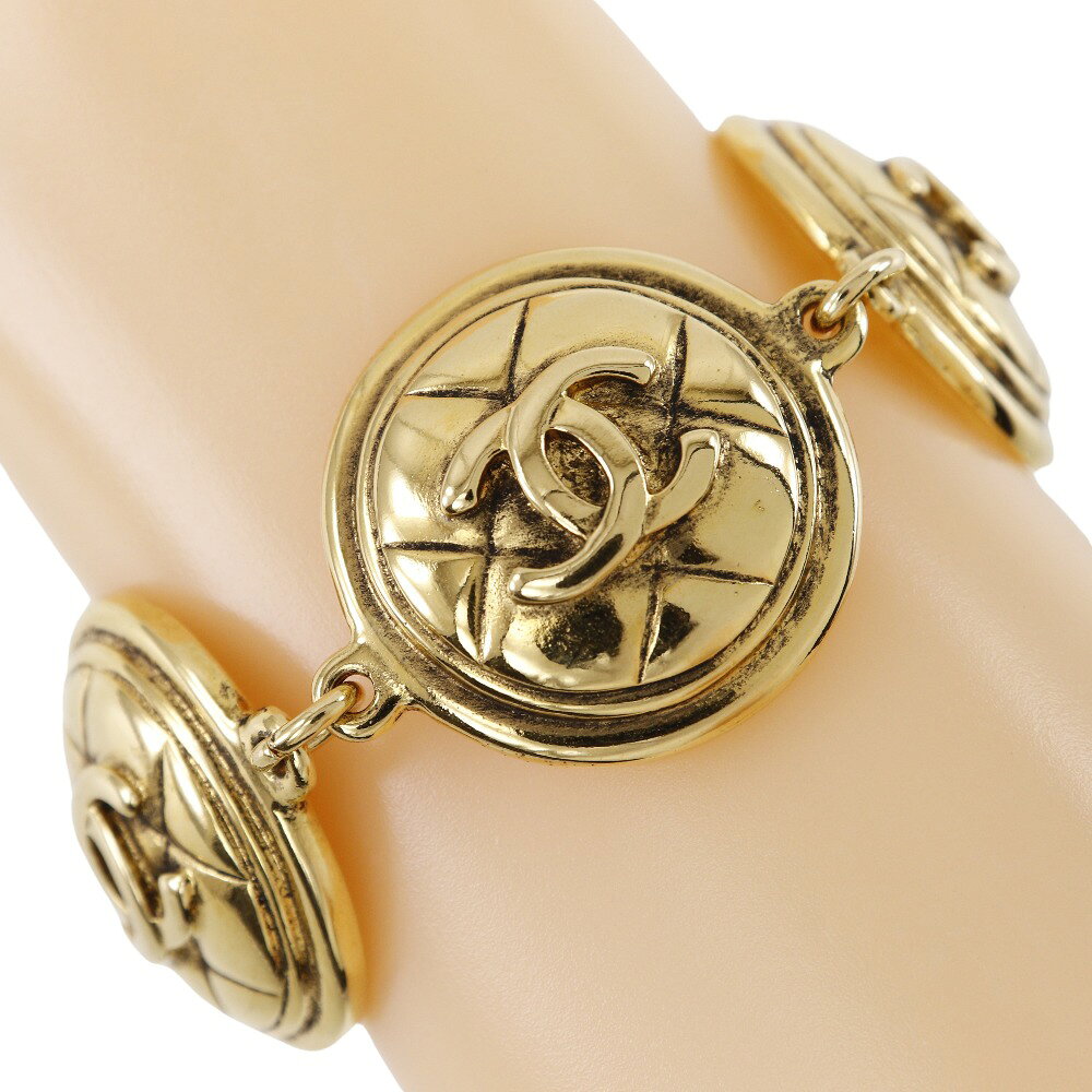 【スーパーセール10%OFF対象】シャネル CHANEL ココマーク ブレスレット マトラッセ ヴィンテージ 金メ..