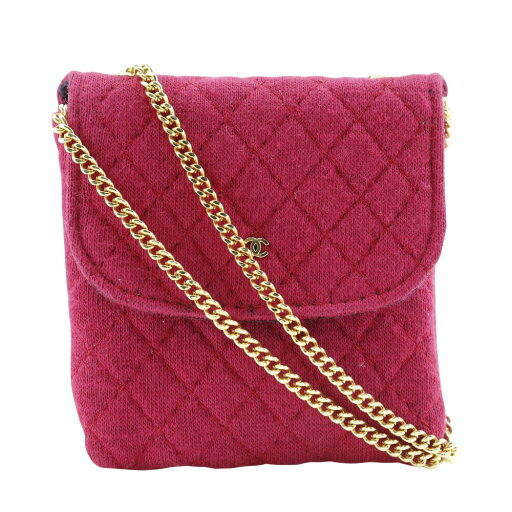 シャネル CHANEL チェーンポーチ ポーチ マイクロ コットン フランス製 赤 スナップボタン Chain pouch レディース【中古】 シャネル CHANEL チェーンポーチ ポーチ マイクロ コットン フランス製 赤 スナップボタン Chain pouch レディース【中古】