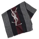 イヴ・サンローラン YVES SAINT LAURENT YSLロゴ スカーフ 長方形 シルク 黒 YSL logo レディース【中古】A-ランク(4)