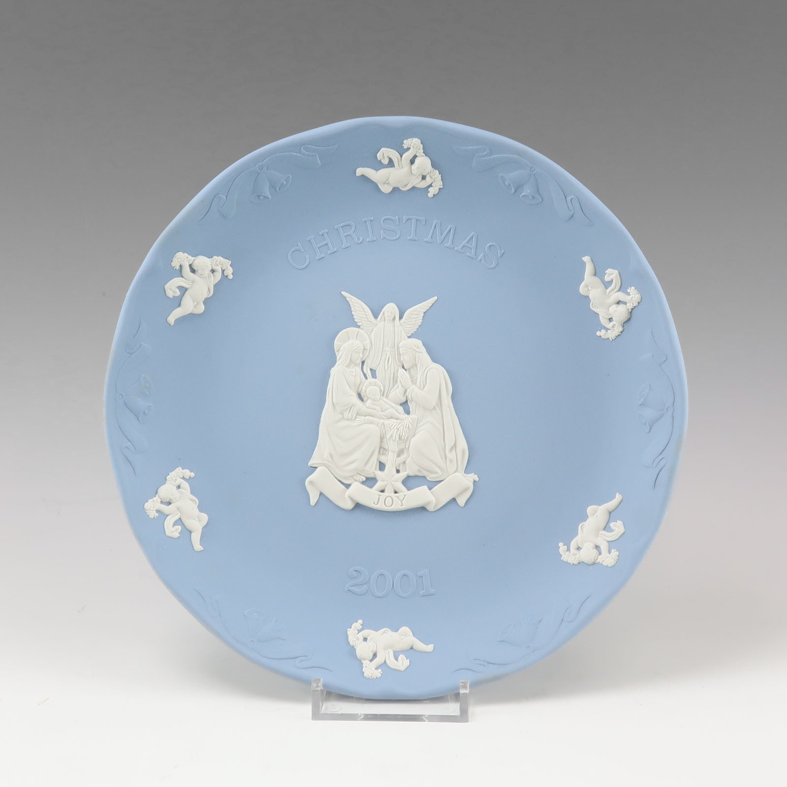 ウェッジウッド Wedgwood 2001年 イヤープレート オブジェ ジャスパー ペールブルー【中古】A-ランク